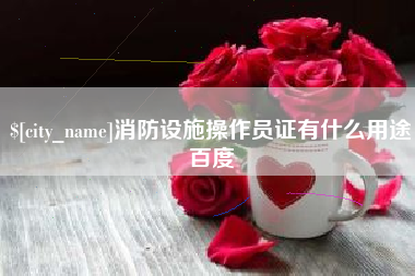 贺州消防设施操作员证有什么用途百度