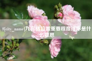 贺州九宫格位置重要程度排序是什么意思